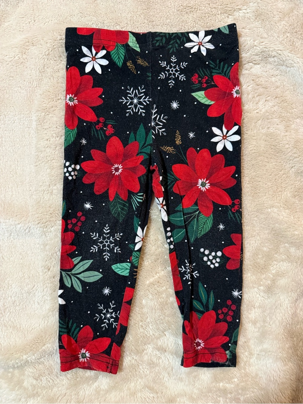 Little Sleepies Holiday Poinsettia Leggings 18–24 Months Christmas Floral